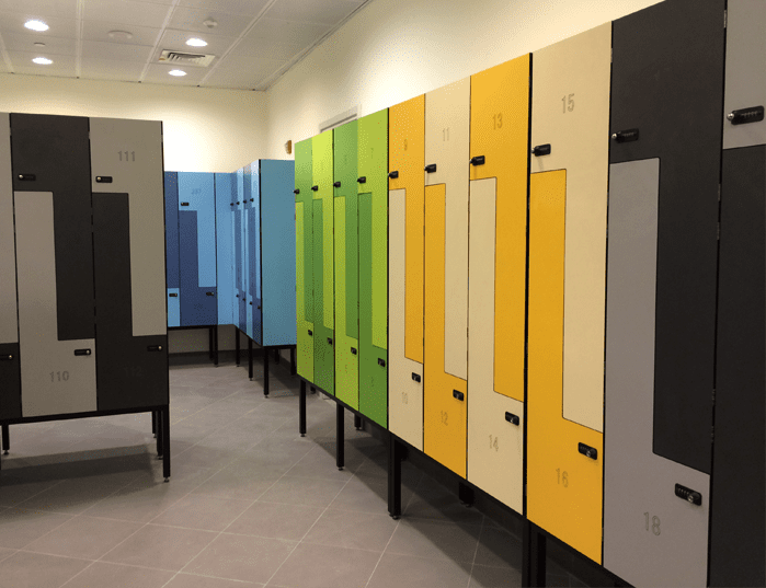 GIBCA HIGH PRESSURE COMPACT LAMINATE LOCKERS - L-SHAPED LOCKERS