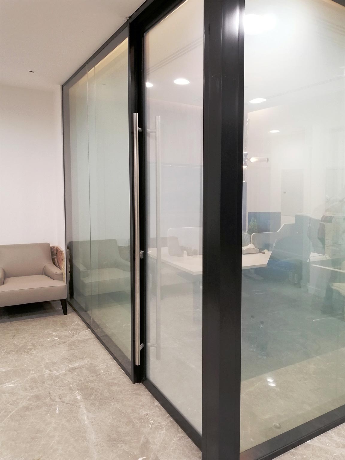 Smart film glass partitions